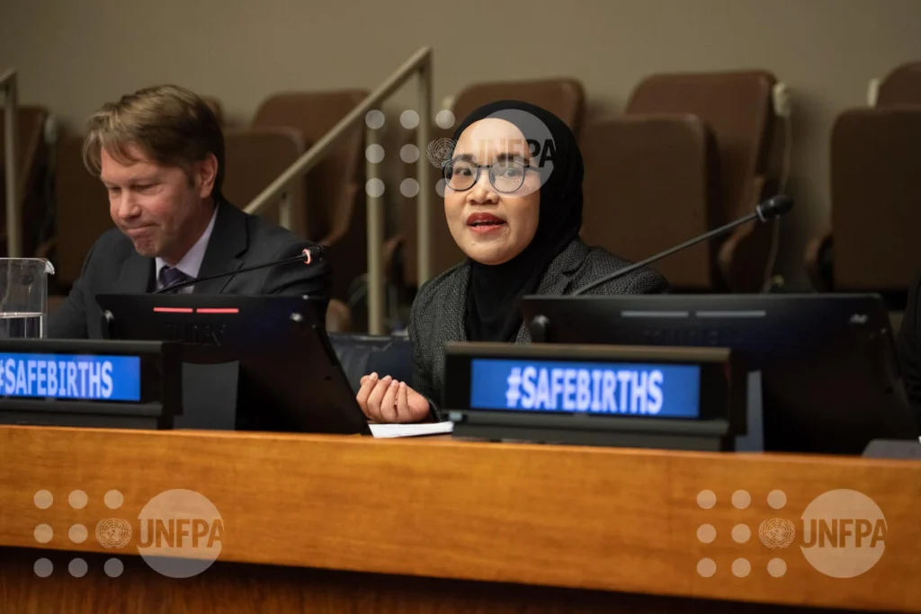 UNAIR alumna speaking at the launch of the Midwifery Accelerator (Photo: UNFPA)