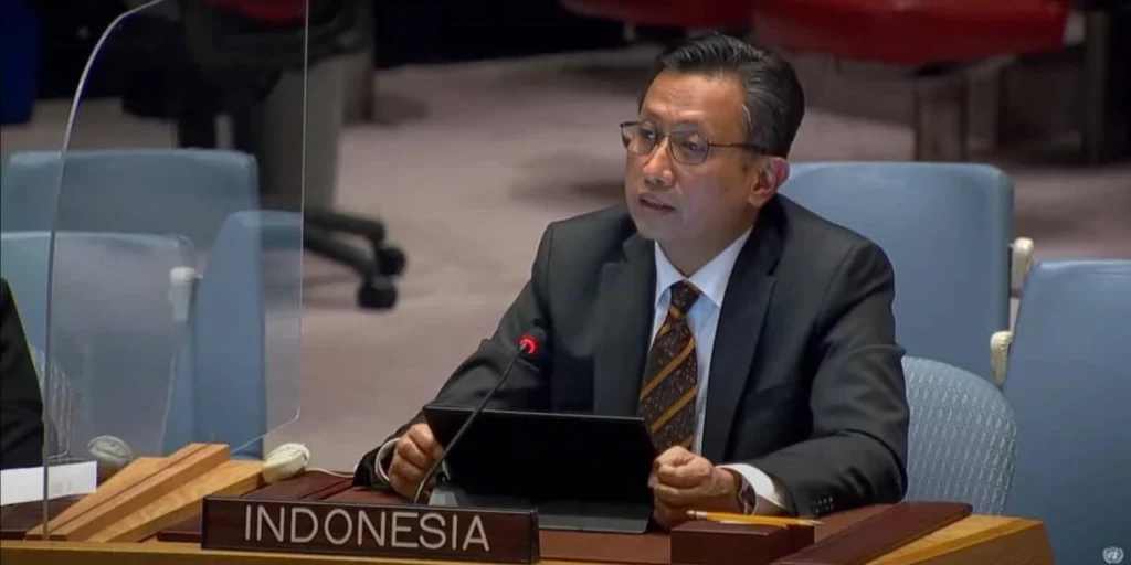 Mohammad Kurniadi Koba during a United Nations meeting. (Photo: United Nations Live YouTube)