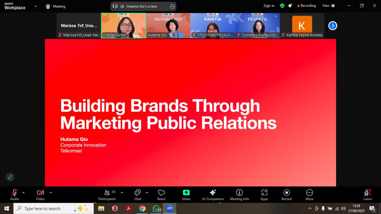 Hutama Gio saat memberikan materi Building Brands through Marketing Public Relations dalam Webinar CPC