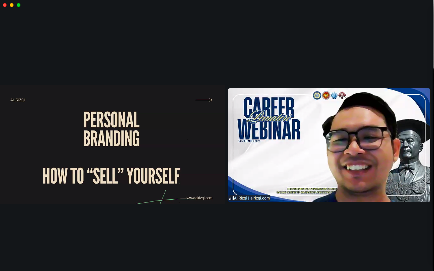 Career Webinar BEM FH UNAIR melalui Aplikasi Zoom Meeting, Ahad (14/9/2025). (Foto: Bethari Sri Indrajayanti)