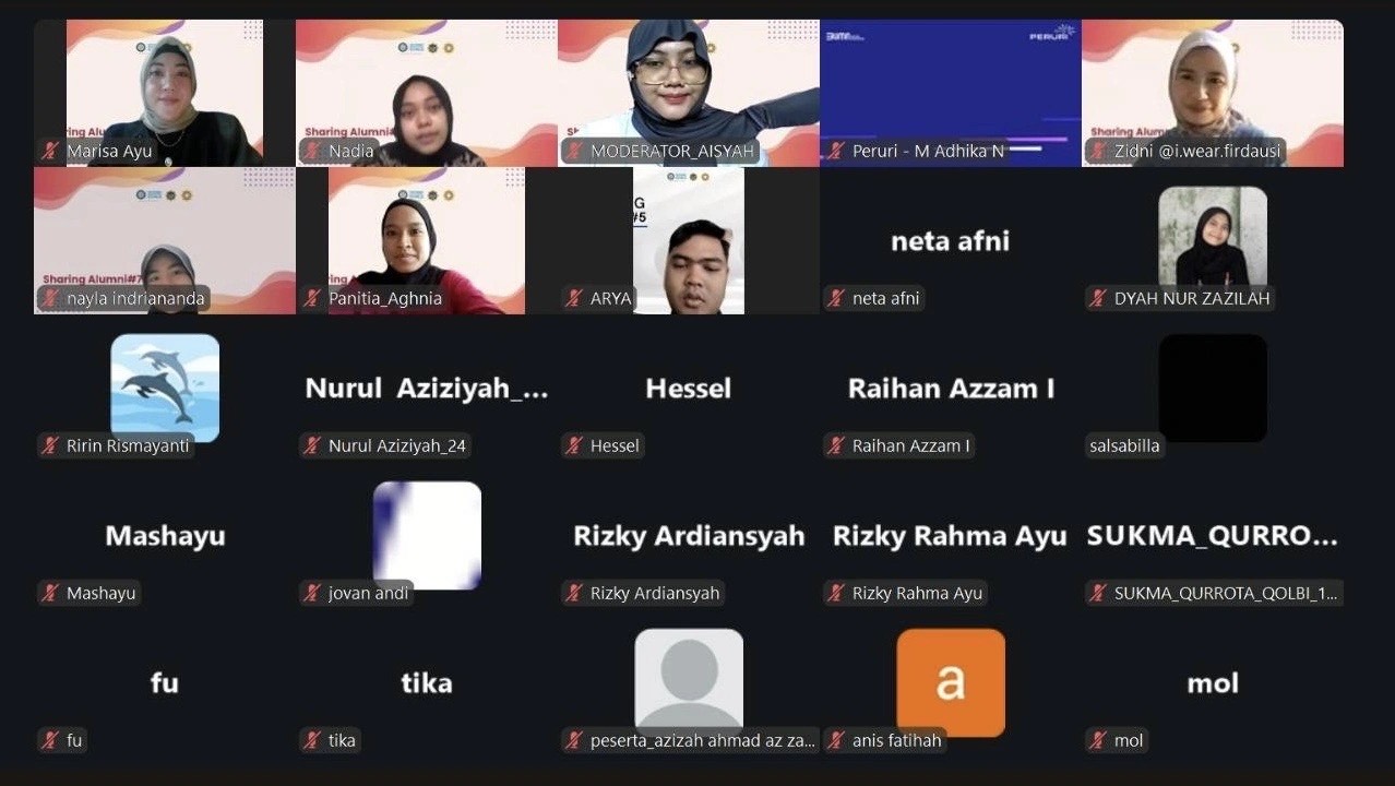 Tangkapan layar kegiatan Sharing Alumni 7 bertajuk “Masa Depan Tabungan Syariah di Era Digital” pada Minggu (14/9/2025) secara daring. (Foto: Dok. Hima Ekonomi Islam FEB UNAIR)