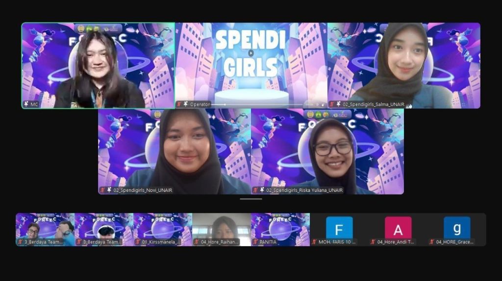 Rizka, Oki, dan Rizka saat pengumuman pemenang Lomba Esai Nasional 2025 melalui Zoom Meeting (dok: Narasumber)
