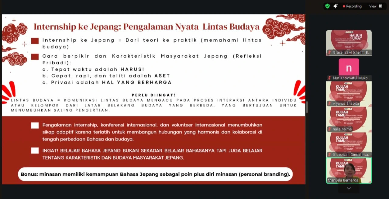 Alumni of Japanese Language and Literature Program, Faculty of Humanities (FIB), Universitas Airlangga (UNAIR), share their professional experiences working for Japanese companies. (Photo: By courtesy)