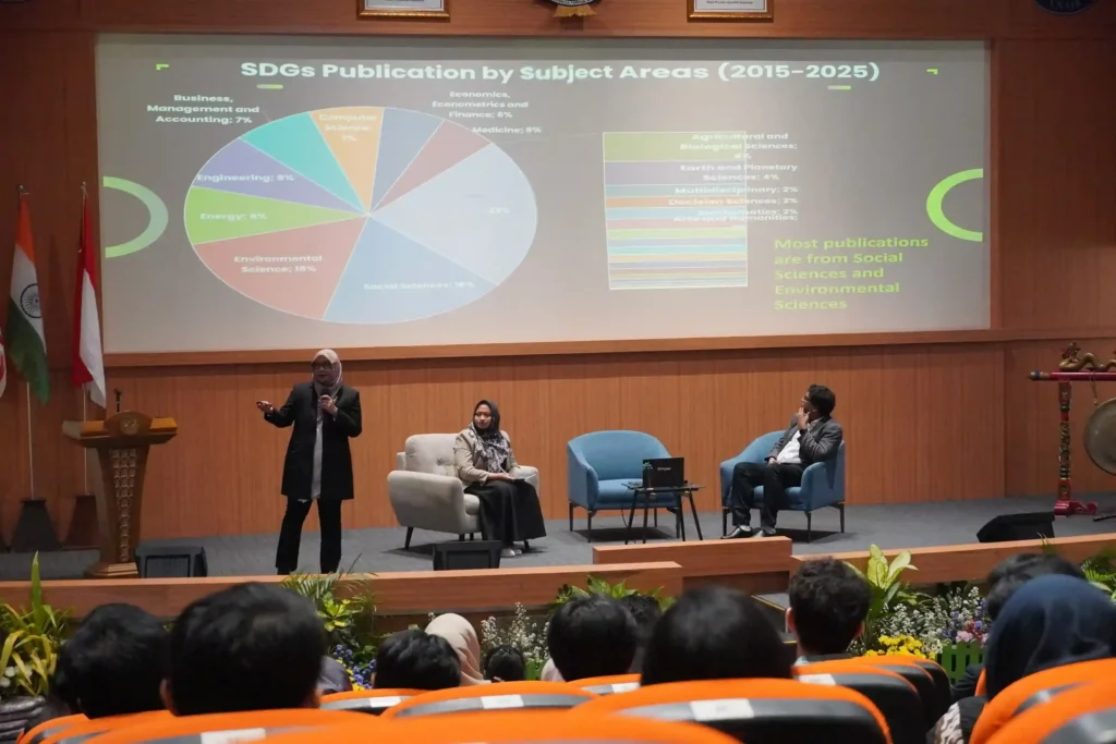 Dian Ekowati, SE., M.Si., M.AppCom(OrgCh), Ph.D., delivers her presentation during the ICATAM & IPACT 2025 International Seminar