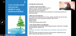dr Evy Ervianti SpDVE SubspDT FINSDV FAADV saat memaparkan tips, trik, dan inspirasi menulis dalam webinar WINNER, Minggu (9/11/2025) melalui Zoom Meeting (Foto: Istimewa).
