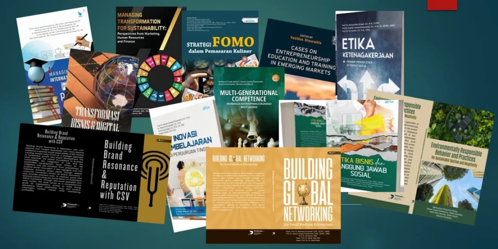 Perkuat Jejaring Global, Manajemen FEB UNAIR Hadirkan Buku Kolaborasi In Buku-buku hasil kolaborasi akhir tahun 2025 oleh Departemen Manajemen FEB UNAIR (Foto: Istimewa)