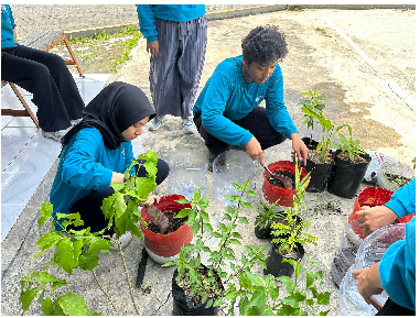 Mahasiswa BBK 7 Randuagung melaksanakan kegiatan Revitalisasi Tanaman Hias Jalanan sebagai upaya menghidupkan kembali tanaman yang terlupakan, Sabtu(17/1/2025).