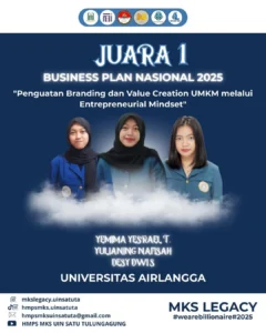 Tim FEB Universitas Airlangga menerima penghargaan Juara 1 Business Plan Competition MKS Legacy 2025 di UIN Sayyid Ali Rahmatullah Tulungagung. (Foto: Dok. Pribadi)