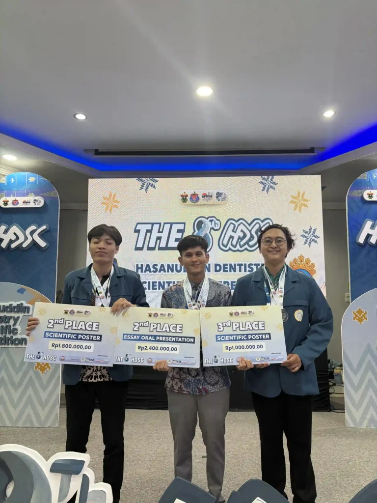 The Universitas Airlangga (UNAIR) Faculty of Dental Medicine team received second place in the International Essay Oral Presentation category at The 8th Hasanuddin Dentistry Scientific Competition 2025. (Photo: Personal Documentation)