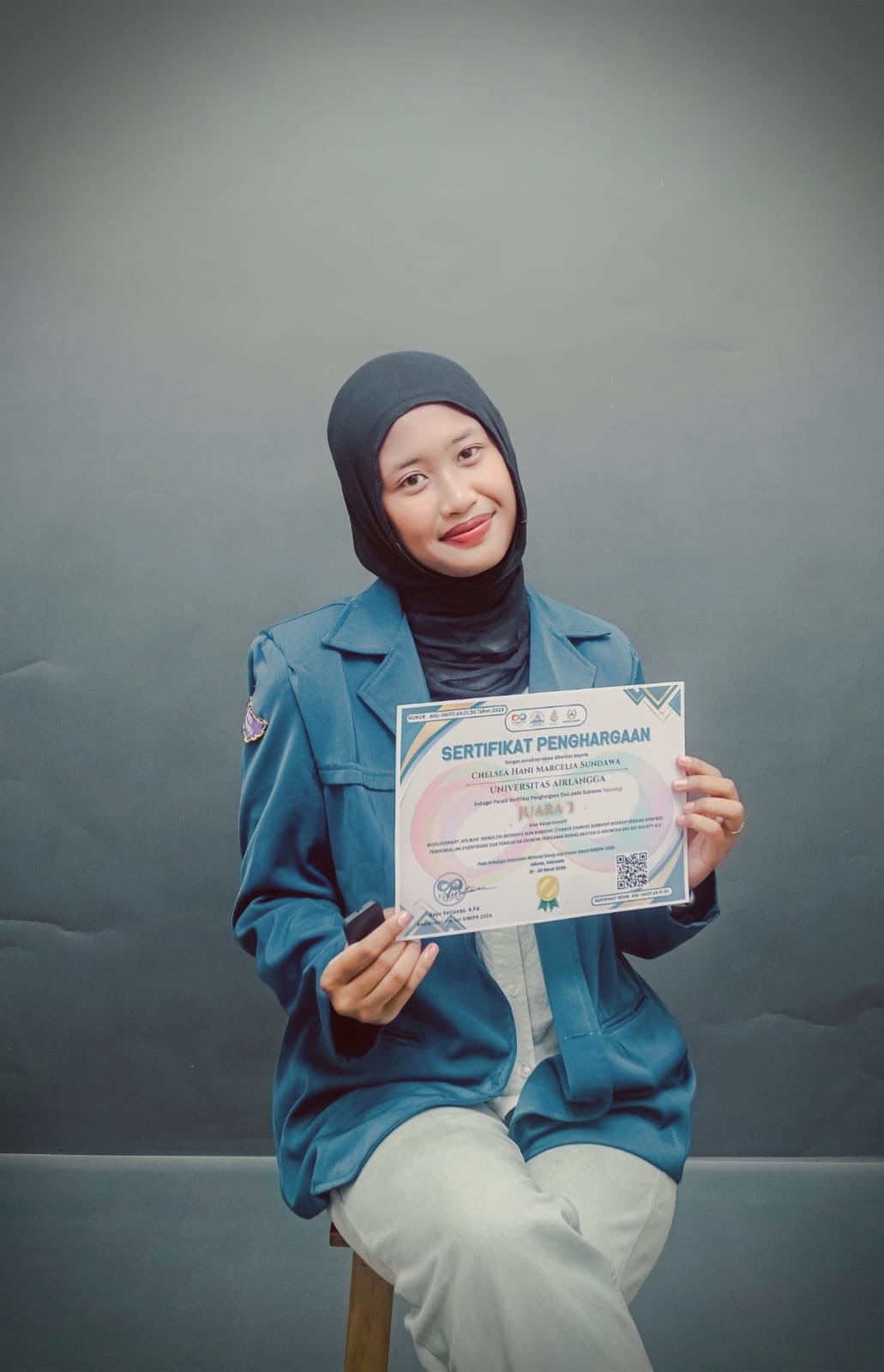 Chelsea Hani Marcelia Sundawa, a student at the Faculty of Fisheries and Marine Sciences (FPK), ), Universitas Airlangga (UNAIR), and the creator of Bioflocsmart, a milkfish (Chanos chanos) aquaculture technology application. (Photo: Source)