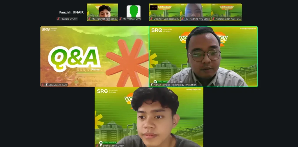 A question-and-answer session organized by the Society of Renewable Energy (SRE) Universitas Airlangga (UNAIR) under the theme “Voice of Energy: The Geothermal Career You Never Knew Existed.” (Photo: By courtesy)