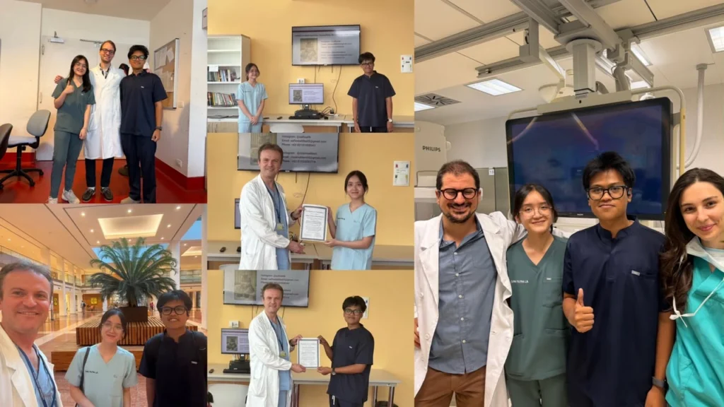 Rizal Rachbini Mahlevi and Safina Talitha Laksmi Bintarti deepened their knowledge of neurosurgery through a student outbound program at the Università degli Studi di Verona in Italy. (Photo: By courtesy)