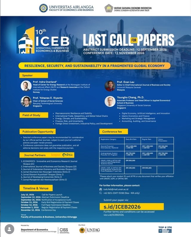 Call for Papers: 10th International Conference on Economics and Business (ICEB) 2026