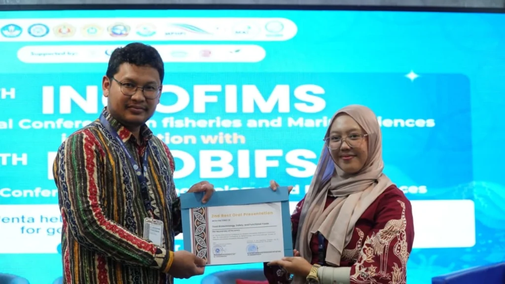 Nindria Risdiani Safitri raih juara 2nd Best Oral Presentation kategori Food Biotechnology, Safety, and Functional Foods pada 7th INCOBIFS 2026 (Foto : istimewa)