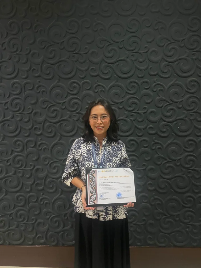 Regatra Sandra Devi raih juara 2nd Best Oral Presentation kategori Seafood Processing and Technology pada 7th INCOBIFS 2026 (Foto : istimewa)