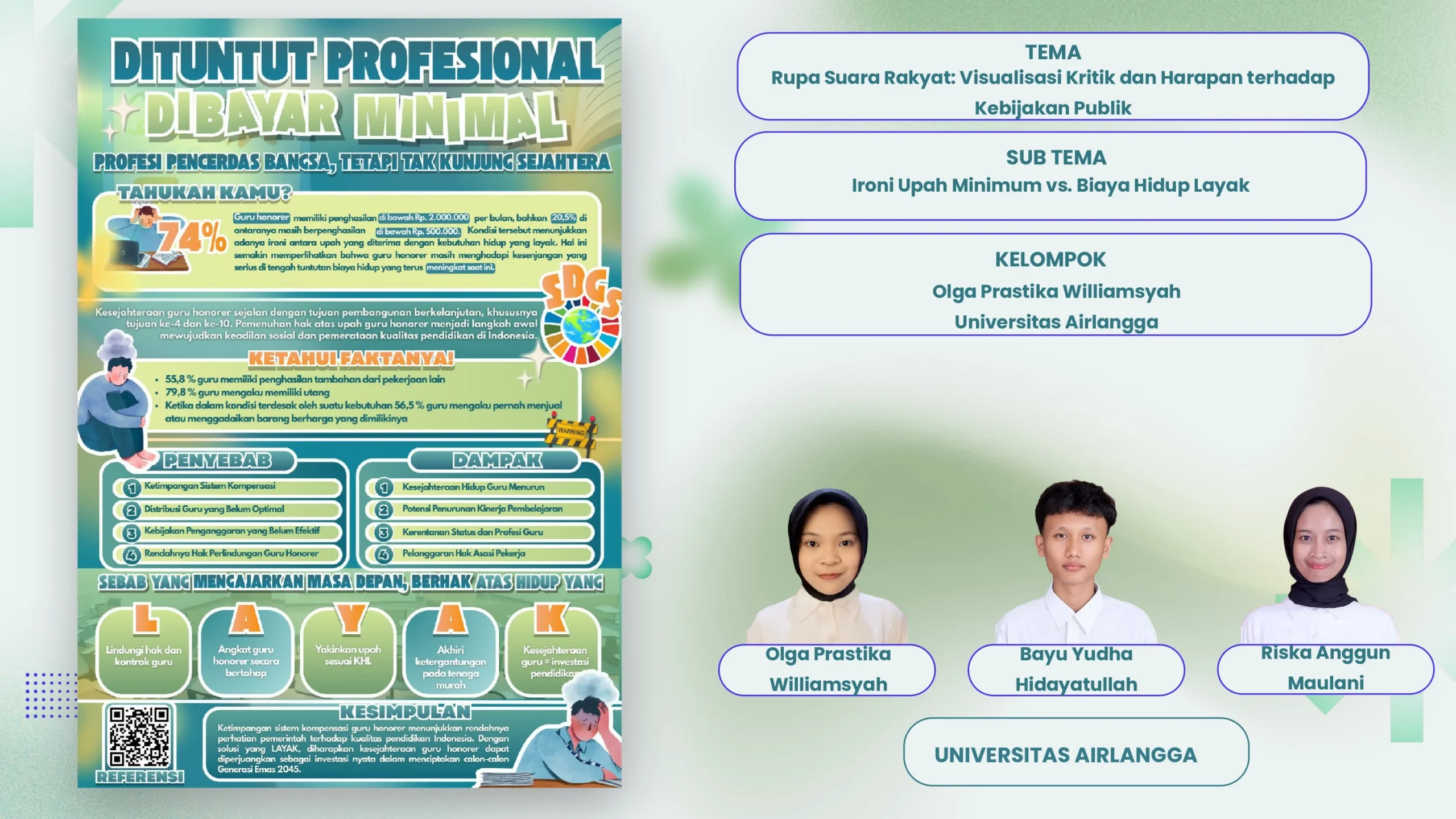 Karya poster yang dibuat oleh Anggun, Olga, dan Bayu dalam mengikuti lomba poster ilmiah yang diselenggarakan oleh FISIP UNS. (Foto: Istimewa).