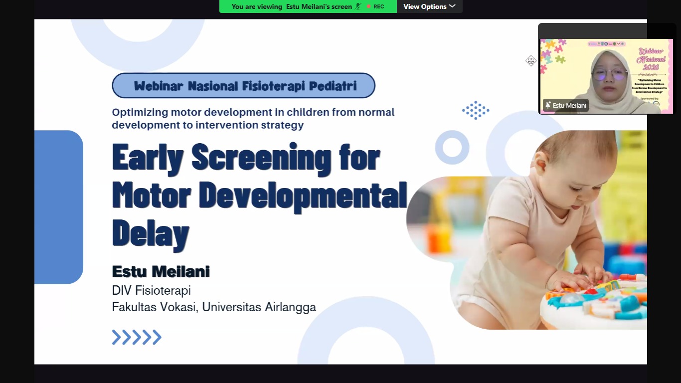 Pemaparan Early Screen for Motor Developmental Delay oleh Estu Mellani dalam Webinar Nasional Fisioterapi 2026 (Foto: dok. Istimewa)